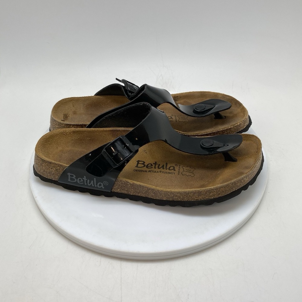 Betula by Birkenstock Sandals Womens 39 EU 8 US Gizeh Black Patent Leather Thong